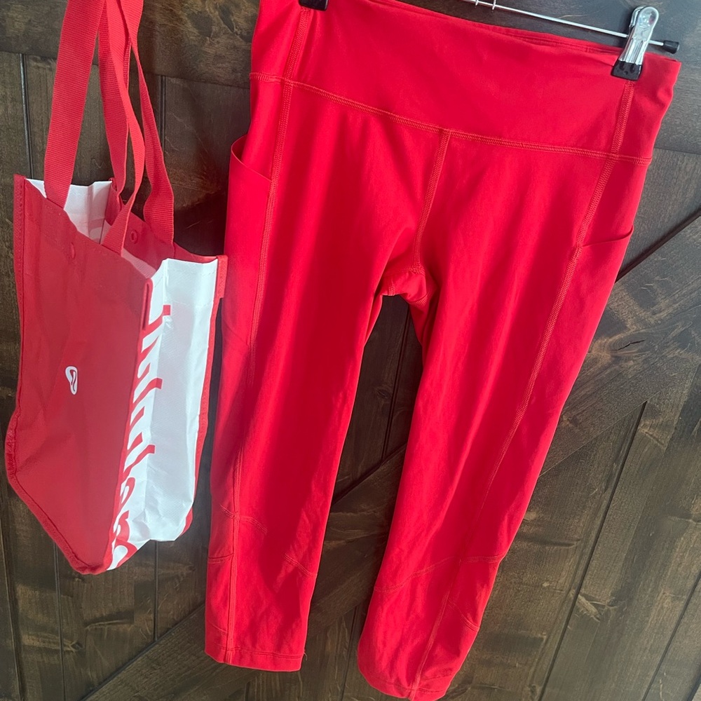 Size 6 Red lululemon athletica Red Leggings with phone pockets